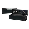 Wine Accessories Gift Set in Black Wooden Box w/Metal Plate